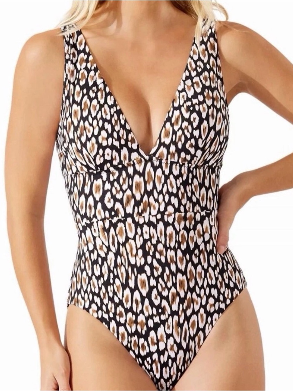 🌴 NWT Tommy Bahama Modern Safari Palm Cat One-Piece Swimsuit Sz 12 MSRP $110